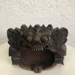 アジアン　木製　飾り　オブジェ　トレー　灰皿