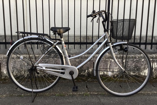 ＜整備・良品＞27インチ自転車・変速なし 色・シルバー ・鍵、ベルは新品に交換済みです。