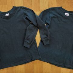 2着セット【130サイズ】anvil綿100%長袖Tシャツ双子ブラック