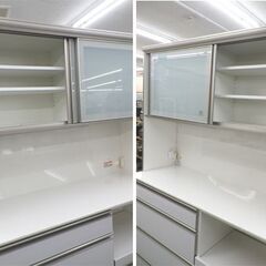 お値下げ！AYANO キッチンボード 白エナメル 幅140㎝ 綾野製作所 ソフトクロージング レンジボード 食器棚 ホワイト　西岡店