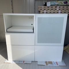 終了、中古IKEA食器棚、白165×72×32センチ