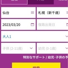 【ネット決済・配送可】仙台発✈️新千歳空港行きpeachチケット...