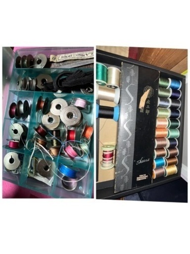 ブラザーミシン（足踏み）＋ロックミシン＋布＋裁縫道具色々