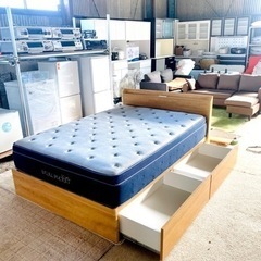 減安‼️ニトリダッブルベッド幅:140cm✅引き出しとコンセント付き「大阪、神戸、岡山配達設置可能」姫路市配達設置無料🚛🚛🚛
