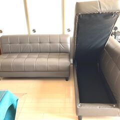 【美品】ニトリ　合成皮革　ソファー（L字）