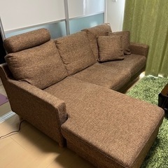 美品】大型3人掛けソファー＆テーブルSET（クッション2個付）-ワンマントル