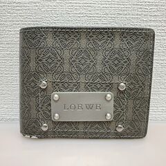 ロエベ　LOEWE　アナグラム　折り財布　PVC　グレー