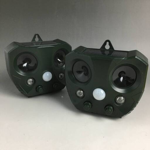 UNY3/14 猫よけ 2点セット まとめて 動物撃退器 害獣撃退 超音波 ソーラー充電 猫除け ※通電保証