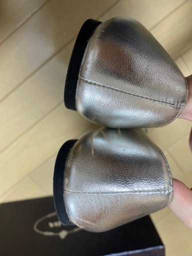 プラダ PRADA バレエシューズ フラットシューズ シルバー 37.5 春
