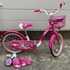 子ども用　自転車　ミニー　補助輪付き