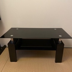 強化ガラステーブル ブラック 黒 ローテーブル