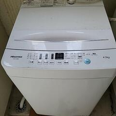 洗濯機 2019年製　4.5kg Hisense