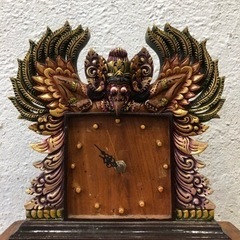 アジアン　ガルーダ　木製　時計　インテリア　木彫　オブジェ