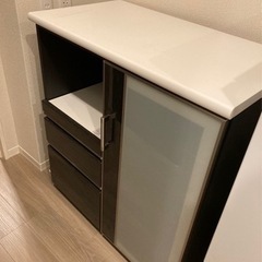 美品】ニトリ カウンター Nポスティア 90 BK 食器棚