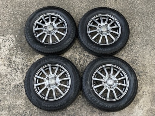 13インチ美品セット！145/80R13ダンロップ20年製サマータイヤ+アルミ4本セット！軽自動車全般