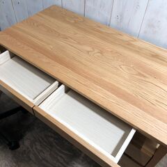 3/27 終 MUJI 無印良品 デスク3点セット オーク無垢材 デスク 袖机 チェア PC 学習机 菊TK
