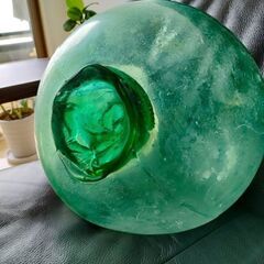 2極タイプ 浮き玉 ガラス 約30センチ グリーン 沖縄 - 植物/観葉植物