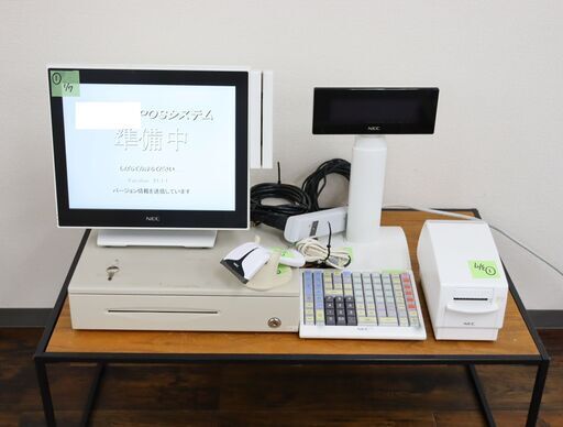 【ヤ取終了4/24】≪W868ジ-①≫ 通電OK NEC/エヌイーシー ツインポス一式 5500Ci/PWPY221W03 ドロア/キーボード/レシートプリンタ等 レジスタ 現状品/難あり
