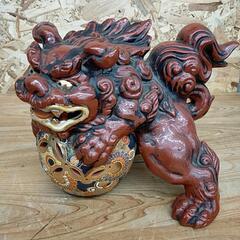 陶器置物　獅子　九谷　伝統工芸　※155000