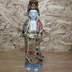観音菩薩像　陶器置物　伝統工芸　※155062