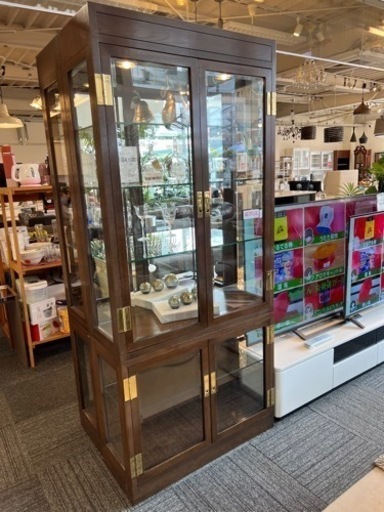 【karimoku ドマーニ】ガラスキャビネット　鏡　最高級家具　棚　ラック　コレクション