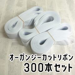 【新品】オーガンジーリボン小 カット済 300本 ホワイト 白 ...