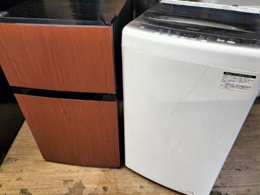 只今、商談中となっております。新生活応援企画その④アイリスオーヤマ（IRIS OHYAMA）PRC-B092D-M 2ドア冷凍冷蔵庫 87L 2019年製・ハイアール(Haier) JW-U55HK 全自動電気洗濯機 5.5K 2022年製 訳あり  2点セット！！