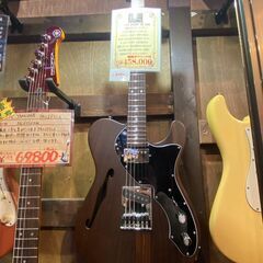 ① 函館・北斗市近郊 直接取引限定 フリーダム オールローズ テレキャスター フルホロウボディ エレキギター 楽器