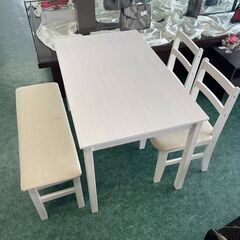 ナチュラル　ダイニング4点セット(ベージュ） チェア2脚　ベンチ付き ダイニング4点セット テーブル 椅子 2脚 ベンチ ベージュ 新生活 札幌 東区