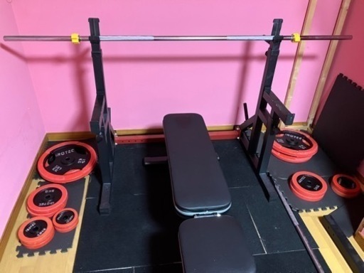 筋トレ、トレーニング用 ラバー付バーベルプレート バーベルスタンド ...