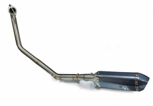 [YZF-R15 V1 V2 エキゾーストパイプ ステンレスエキパイ]　[カーボンフェイク　スリップオンマフラー サイレンサー 370SCF 全長37㎝]