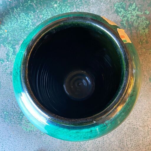 イタリア製 陶器傘立て 花瓶 グリーン○BA03N006