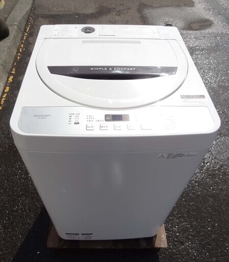 【恵庭】シャープ　全自動洗濯機　ES-GE5B-T　2018年製　5.5㎏　中古品　PayPay支払いOK！
