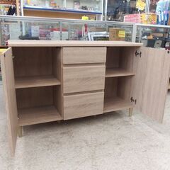 リビングボード 幅110cm 扉 引き出し ウッド調 収納家具 サイドボード ☆ 札幌市 北区 屯田 