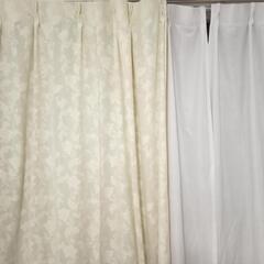 [最終値下げ！]ジャガード織りカーテン＋レースカーテン/グリーン