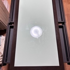 ニトリ　ローテーブル　天板ガラス＋木