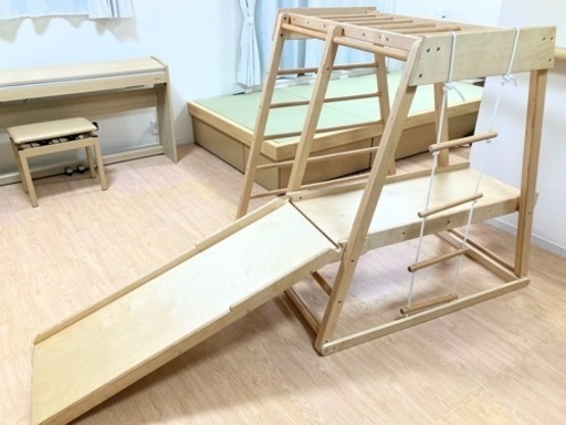 【取引決定】木製滑り台　ジャングルジム　遊具