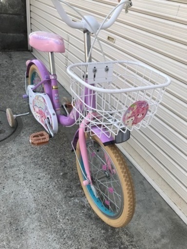 16インチ　ぼんぼんりぼん　子供用自転車補助輪付き