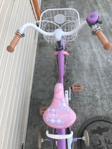 16インチ　ぼんぼんりぼん　子供用自転車補助輪付き