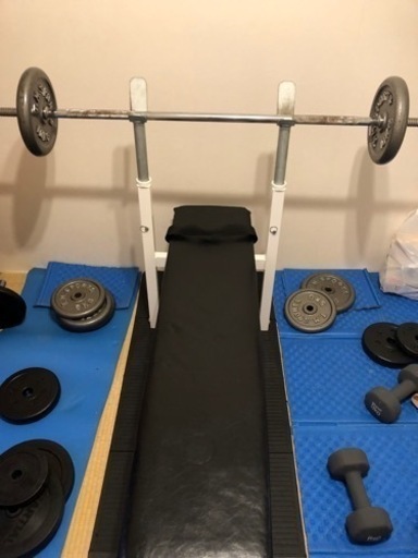 ホームジム、バーベルセット99kg ダンベル8kg