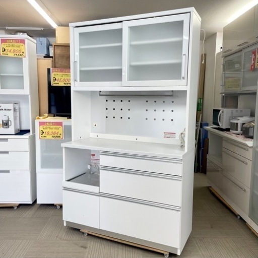 【美品‼️】日本製♪ ユーアイ 120cm幅キッチンボード 食器棚 収納家具 ホワイト♪