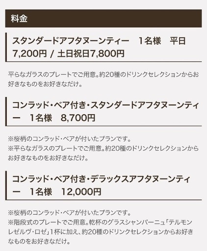 コンラッド東京 アフタヌーンティー ペア券 チケット食事券