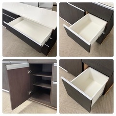 【美品‼️】定価94,800円♪ 現行モデル ニトリ 200cm幅キッチンカウンター(マルチ2) 食器棚 収納家具 木目調ダークブラウン♪