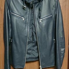 美品！ダークネイビー本革シングルライダースジャケット！Mサイズ！モード系ロック系なんでもOK