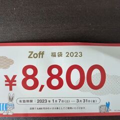【ネット決済・配送可】Zoff 金券　8,800円分！