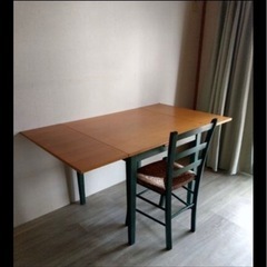 金曜粗大ゴミ処分)エクステーション　テーブルと椅子(藁)セット