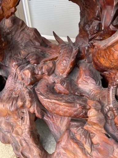 龍 鳳凰 衝立 彫刻 木製