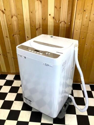 【洗濯槽洗浄済み】全自動洗濯機　SHARP ES-G55UC-N 2019年製　5.5kg　簡易乾燥機能付き　　住まい