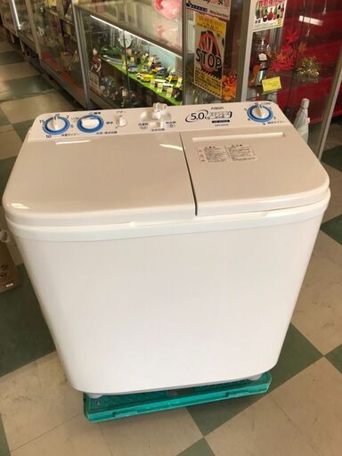 洗濯機　アクア　AQW-N50　2021　貝塚市　二色浜　クリーニング済み　乾燥機　新生活　引越　二層式　人気