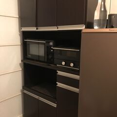 【美品】キッチンボード　食器棚　ロウヤ人気デザイン　ブラウン